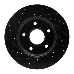 Chrysler Town & Country Brake Rotor (1) - Front Right - R1 Concepts - Drilled & Slotted - Black - `08-`16
